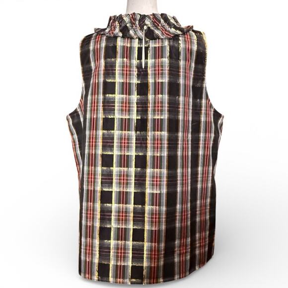 Talbots Plus Bow And Ruffle Neck Heritage Shell Blouse Celebrate Plaid Size 2X - Picture 3 of 14